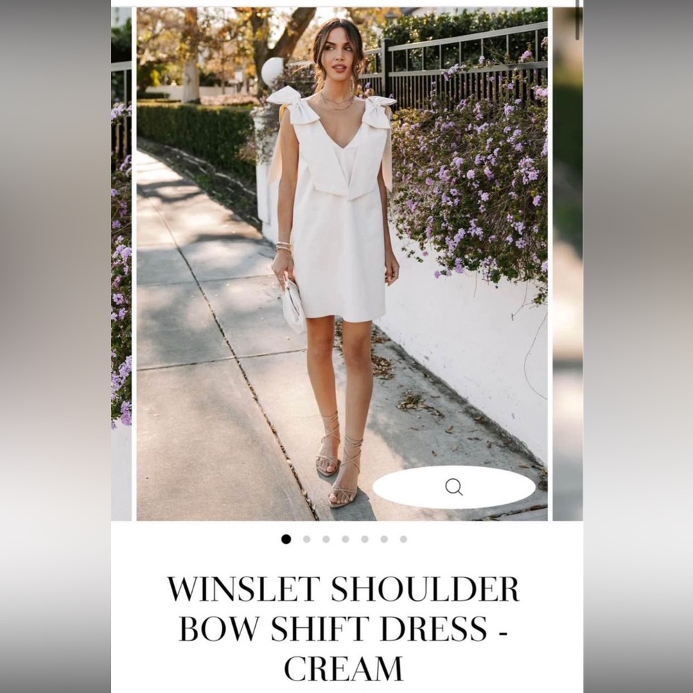 Vici Winslet Shoulder Bow Dress in Cream Size Small